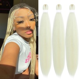 Blonde 613 Braiding Hair Pre Stretched Knotless Prestretched Braiding Hair 30 inch Colored Hair Extensions for Braiding Pre Stretched Micro Braids Itch Free Yaki Long Braiding Hair Blonde
