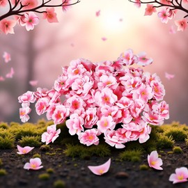 Myuiao 100 Pcs Pink Artificial Cherry Blossoms Heads Silk Peach Flowers Faux Flower Heads Fake Small Flowers Floral Decors Party Decoration Artificial for DIY Home Wedding Crafts Decoration