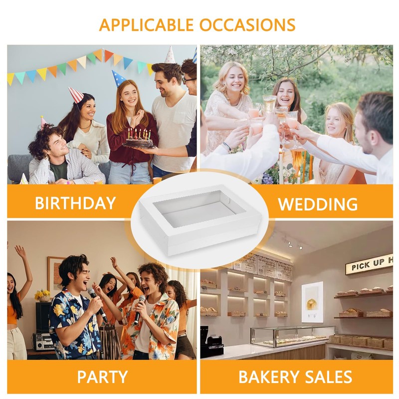 Aufind 18pcs Cake Boxes with Cake Board, 14x10x4 Inches White