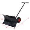 29in Heavy Duty Steel Snow Shovel Pusher with Wheels for