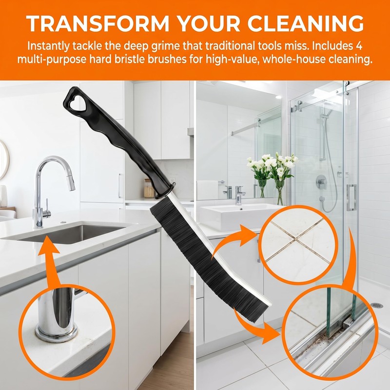 4Pcs Hard Bristle Crevice Cleaning Brush Grout Scrub Brushes Multifunctional