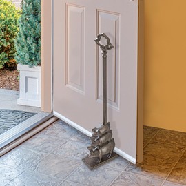 Sungmor Portable Door Stopper Wedge, 23.8" Tall Cute Three Pig Door Holder, Cast Iron Heavy Duty Animal Statue Door Stops with Handle, Antique Style Decorative Ornaments for Home or Yard