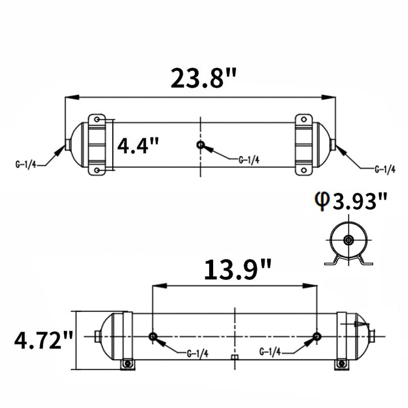 1.5 Gallon Aluminum Seamless Air Tank Surface Polished with five