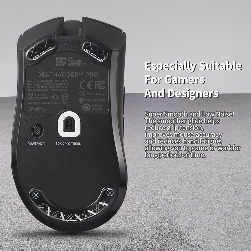 immoenuc Glass Mouse Skates for Razer Deathadder V3 Pro Mouse