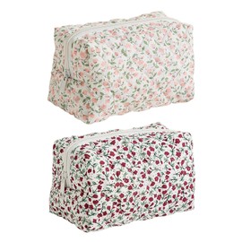 2 Pieces Of Flower Storage Bag, Women'S Makeup Bag, Soft Cotton Storage Bag, Portable Storage Bag, Travel Supplies.