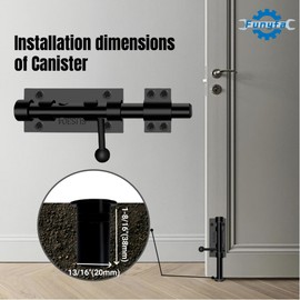 Barrel Bolt Latch,6.3 inch Slide Bolt Gate Latch,14mm Bolt Heavy Duty Shed Door Latch,304 Stainless Steel Black Finish Door Lock Latch for Barn, Wooden Fence, Slide,Door (1, Black)