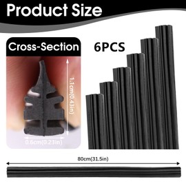 Windscreen Wiper Rubber, Pack of 6 Wiper Rubber, 800 mm Replacement Windscreen Wiper Rubber, Compatible with All Windscreen Wipers, Can be Cut to Size