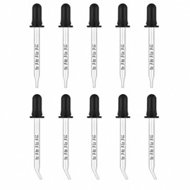 10 Pack Glass Eye Dropper, 1 ml Pipette Dropper with Clear Scale, Bent & Straight Tips for Essential Oils, Crafts, Lab, Liquid Measuring & Transferring – Natural Rubber Bulb
