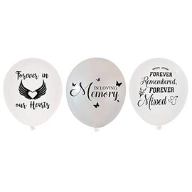 Makarios 30 Memorial Latex Balloons: 30 Pcs (White, Silver) - Forever Memory - Funeral Occasion - Adults