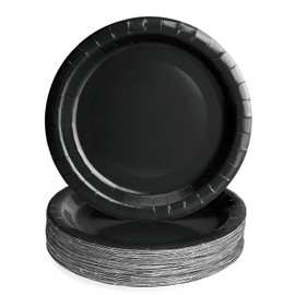 PARTY GO Party Plates Black Pack of 50 Children's Birthday Boys and Girls Party Decoration Accessories Paper Plates