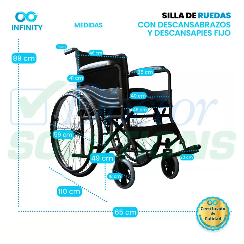 Infinity Silla De Ruedas Esmaltada Brazo Y Descansa Pies Fijo