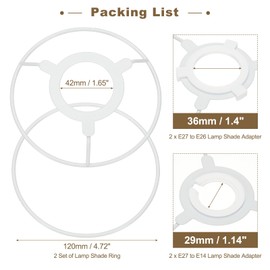 PATIKIL 4.7 Inch Lamp Shade Ring, 2 Set Lamp Shade Frame with E27 to E26 or E17 Adapter Lampshade Frame Wire for DIY Drum Lampshade Table Floor Lamp