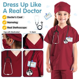 RioRand Doctor Costume for Kids,Toddler Nurse Scrubs with Accessories Christmas Dress Up Cosplay For Boys Girls 3-11 Years