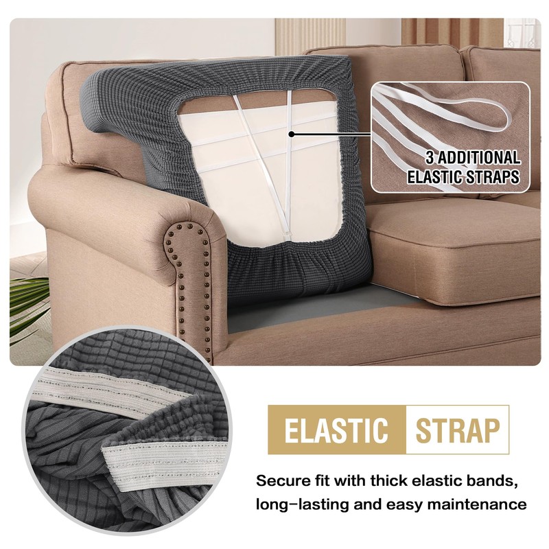 H.VERSAILTEX Stretch 2 Piece T Cushion Sofa Slipcovers Individually Sofa