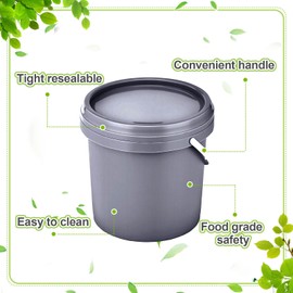 Gerrii 10 Pack Gray 1 Gallon Plastic Bucket with Handle and Lid Food Storage Bucket Containers All Purpose Pail for Paint Water Art Crafts Projects Garage Organization