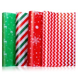 100 Pieces Christmas Wax Paper Sheets, Xmas Deli Paper Wrap, Greaseproof Wrap Tissue, Deli Parchment Baking Paper for Christmas, 9.84 x 9.84inch