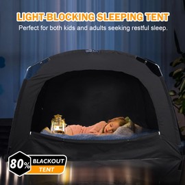 Bed Tent - Portable Indoor Privacy Dream Tents Bed Canopy Twin Size for Kids and Adults, 80% Blackout Sleeping Tents for Bed, Breathable Privacy Space with 2 Doors，Phone & Pad Holders Inside