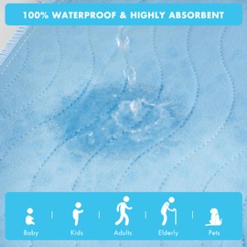 Bunlitent Washable Underpads, 36"x38", 4 Pack, Blue, Incontinence Bed Pads