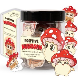 Mushroom Gifts for Women - 60 Positive Mushroom Cards Jar, Daily Affirmation Cards For Womens, Girls - Emotional Support Mushroom - Birthday Gift for Women, Coworkers, Besties - Teen Girl Gifts Trendy