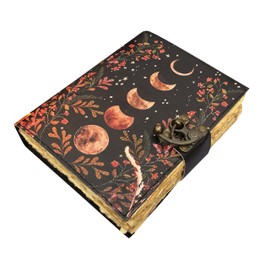 KMAAC Sun & Moon Printed Journal, Handmade Deckle Edge Old Unlined Paper, Book Of Shadows spell, Leather Sketchbook, Leather Notebook, Leather Journal for Men Women, Botebook Drawing Journal