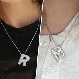 choice of all Letter Pendant Chain Gold Cubic Zirconia Initial Necklace with A-Z Letter Pendant, Jewellery Women's Pendant Letter Necklace, Metal, No Gemstone