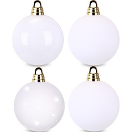 Weysat 4 Pcs Extra Large Christmas Balls Ornaments Oversized Outdoor Christmas Ornaments Big Xmas Tree Hanging Plastic Balls for Home Outside Lawn Yard Holiday Party Decorations(White,8 Inch)
