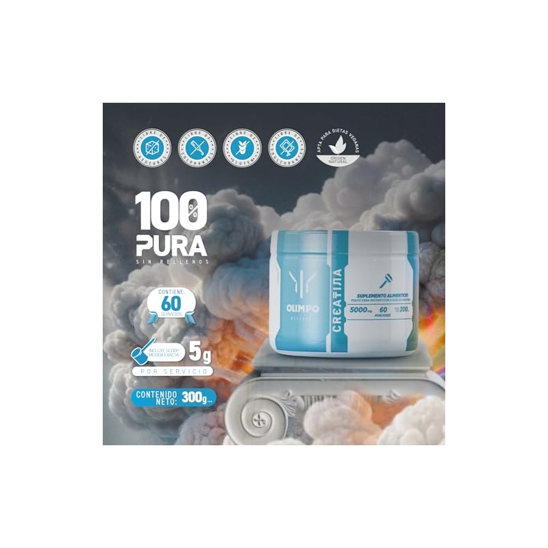 OLIMPO HEFESTO Creatina Monohidratada | 60 servicios | 300 g