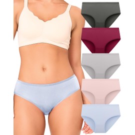 BAMBOO COOL Womens Underwear Breathable Moisture-Wicking Briefs Hipster Ladies Panties, 5-Pack