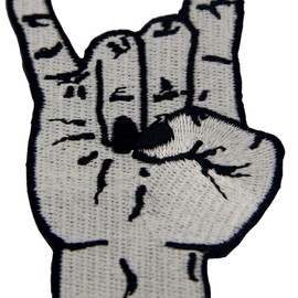 Punk Rock and Roll Heavy Metal Music Hand Symbol Sign Language Embroidered Iron On Sew On Patch