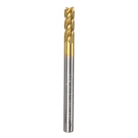 QUARKZMAN Solid Carbide End Mill, 1/8 Inch φ, TiSiN Coated, 4 Cutting Edges, for Hardened Steel, Stainless Steel, Cast Iron, 1/8 Inch Shank, 3/8 Inch Cutting Length, 1-1/2 Inch Long, HRC55