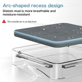 Acrylic Bathroom Soap Dish with Fast-Drying Diatomite Board - Instant Dry Sink Caddy, Sink Organizer, Sponge Holder, Stone Drying Tray, Countertop Tray, Soap Tray, Soap Saver for Bathroom and Kitchen