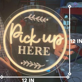 Pick up Here Sign Led light neon light order here pick up here signs for food truck signs shop signs restaurant sign perfect pick up sign shop neon sign pick up (Warm White - 12x12")