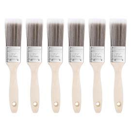 HARFINGTON 6pcs Paint Brushes 1.5" Flat Paint and Chip Brushes with Wooden Handle for DIY Paint Flat Art Furniture Fences Deck Wall Trim, Brown
