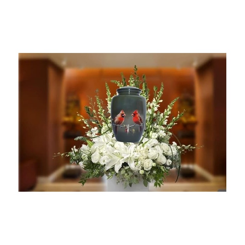Rayan Decor Cardinal Birds Adult Cremation Urn for Human Ashes