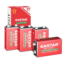 EASTAR BTS 9V Carbon Zinc Batteries – 4 Pack 6F22 Square Battery for Smoke Detectors, Long-Lasting Power, Extra Heavy Duty Batteries for Household Devices