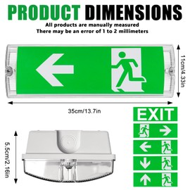Vaileal Emergency LED Exit Sign Bulkhead: IP65 5W Emergency LED Fire Exit Light, Emergency Bulkhead Light with Exit Legends, Outdoor Emergency Maintained & Emergency Non-Maintained Bulkhead