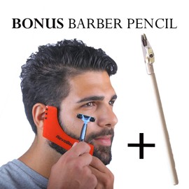 RevoBeard Beard Shaping/Styling & Edge up Tool - With Barber Lineup Pencil - Stencil/Guide for Trimming, Shaving, and Facial Hair Cutting - Use with Beard Trimmer & Razor - Men's Grooming Kit