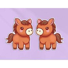 2 x 10cm Horse Vinyl Stickers - Equestrian Foal Farm Animal Kawaii Characters Kids Cartoon Cute Girls Boys Scrapbook Sticker #81997