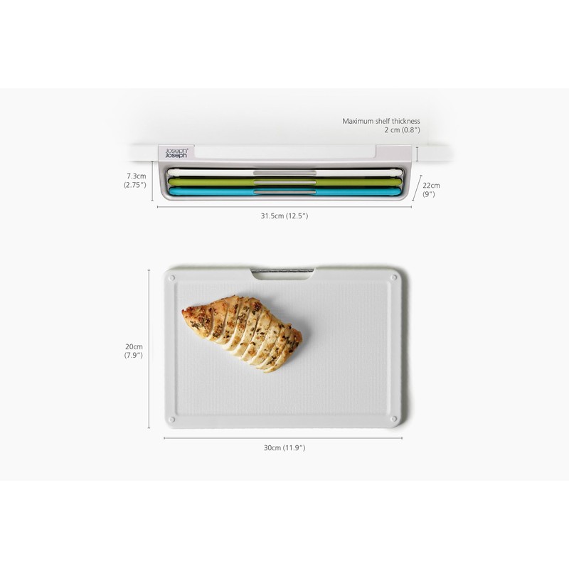 Joseph Joseph Folio Slim 3-piece Under-shelf Kitchen Cutting Board Set,