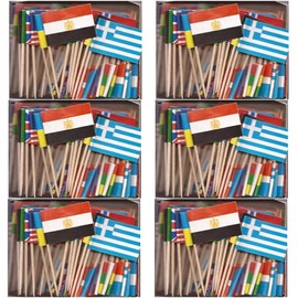 6 Boxes of Assorted Miniature World Toothpick Flags, 600 Small Mini Assorted Country Olympic World Cup Little Flag Cupcake Toothpicks or Cocktail Sticks & Picks (6 Boxes of 100)