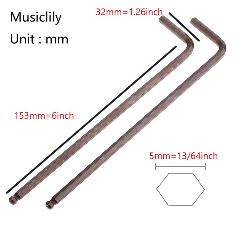 Musiclily Basic 5mm Guitar Truss Rod Hex Wrench Allen Key