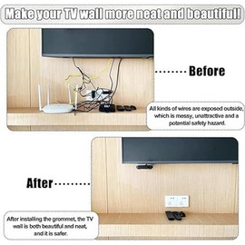 Snblzhef 6PCS TV Cord Hider 2-3/8"(60mm) in Wall Cable Management Kit Cord Hider for Wall Mounted TV Hole Saw Drill Attachment B