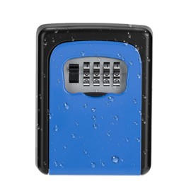 ZHEGE Key Box Wall Mounted, 4 Digit Key Safe Combination, Key Lock Box Outdoor Weatherproof to Share House Keys, Perfect Key Lockbox for AirBnB Rental, Keybox, High Security Keysafe, Blue