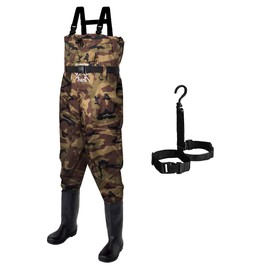 FLY FISHING HERO Chest Waders for Men with Boots Hunting Waders Fishing Boots Waders for Women Free Hangers Included (Camouflage 11 Men /13 Women)