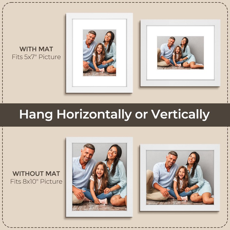 AUEAR, 8x10 Picture Frames Set of 3, with Mat for