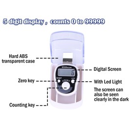 Hitopin 8PCS Electronic Finger Counter, LED Electronic Handheld Tally Counter, 5-Digit Counters Clicker with Box, Lap Track Handheld Counter, for Golf Sports Fitness Exercise Warehouse (White, Black)