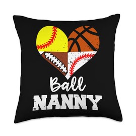 Ball Nanny Football Baseball Softball Basketball Player Throw Pillow