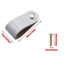 HNJKJEU Leather Handles, 6 Pieces PU Leather Drawer Pulls/Knobs/Handles/for Wardrobe Closet Briefcase Suitcase Wine Cabinet Wooden Box Gift Box Shoebox Furniture Hardware with Screws, Grey