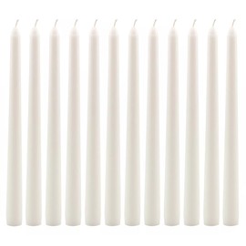Pomp GLOW 10" Inch Taper Candles (12 Pack) | White Unscented Decorative Taper Candles That Will Light Up Your Home, Wedding, Dinner & Any Special Occasion | Long Lasting, Smokeless, Drip Free Candles