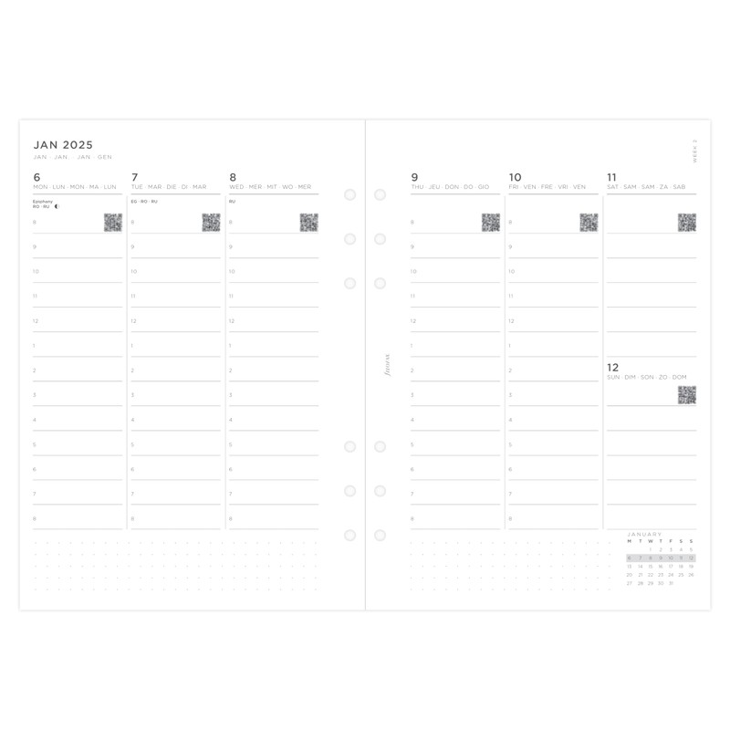 A5 Minimal week on two pages vertical w/appts 2025
